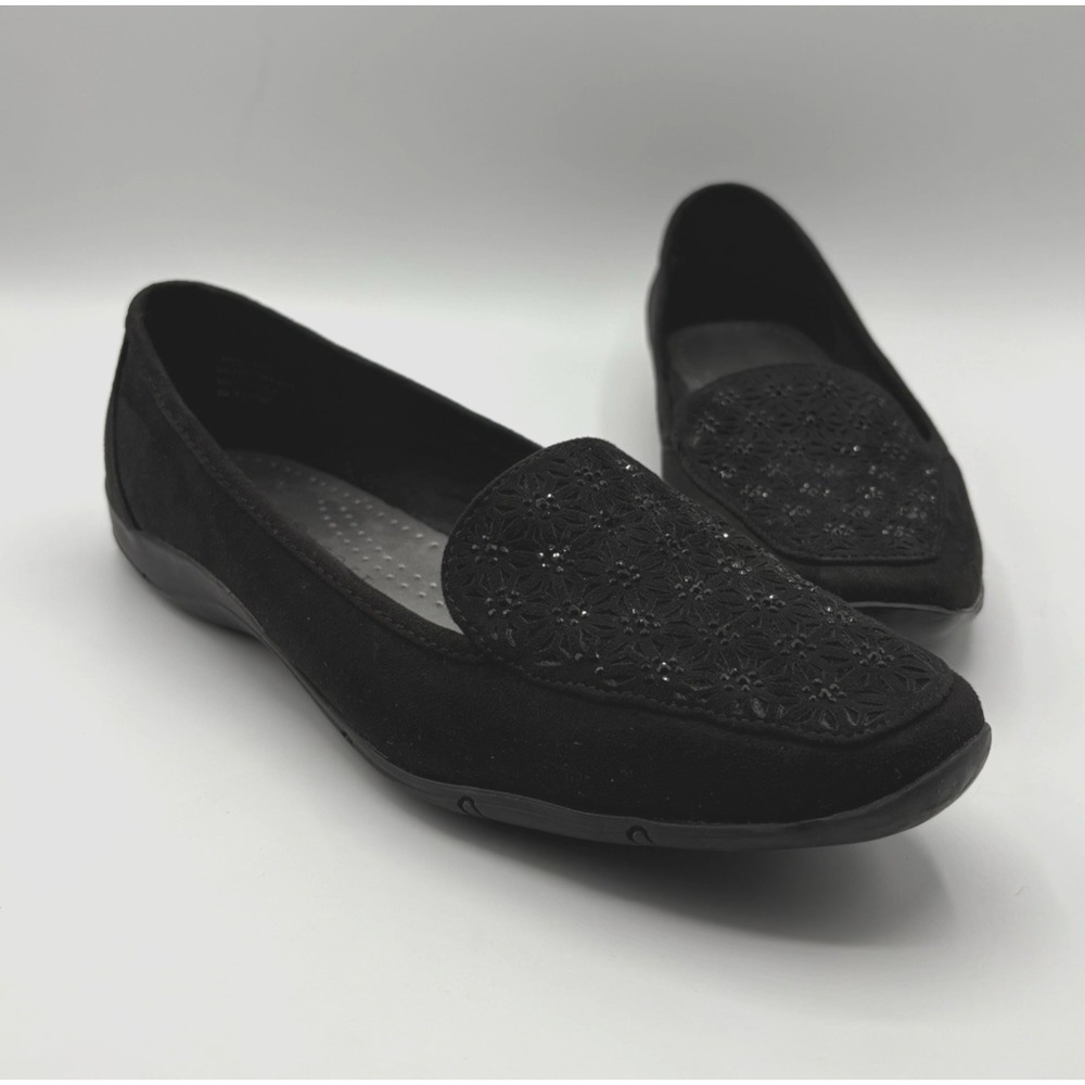 KAREN SCOTT Jodie Shoes Women's Size 8 Black Embellished Faux Suede Flats